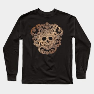 Gold Lace Skull Long Sleeve T-Shirt